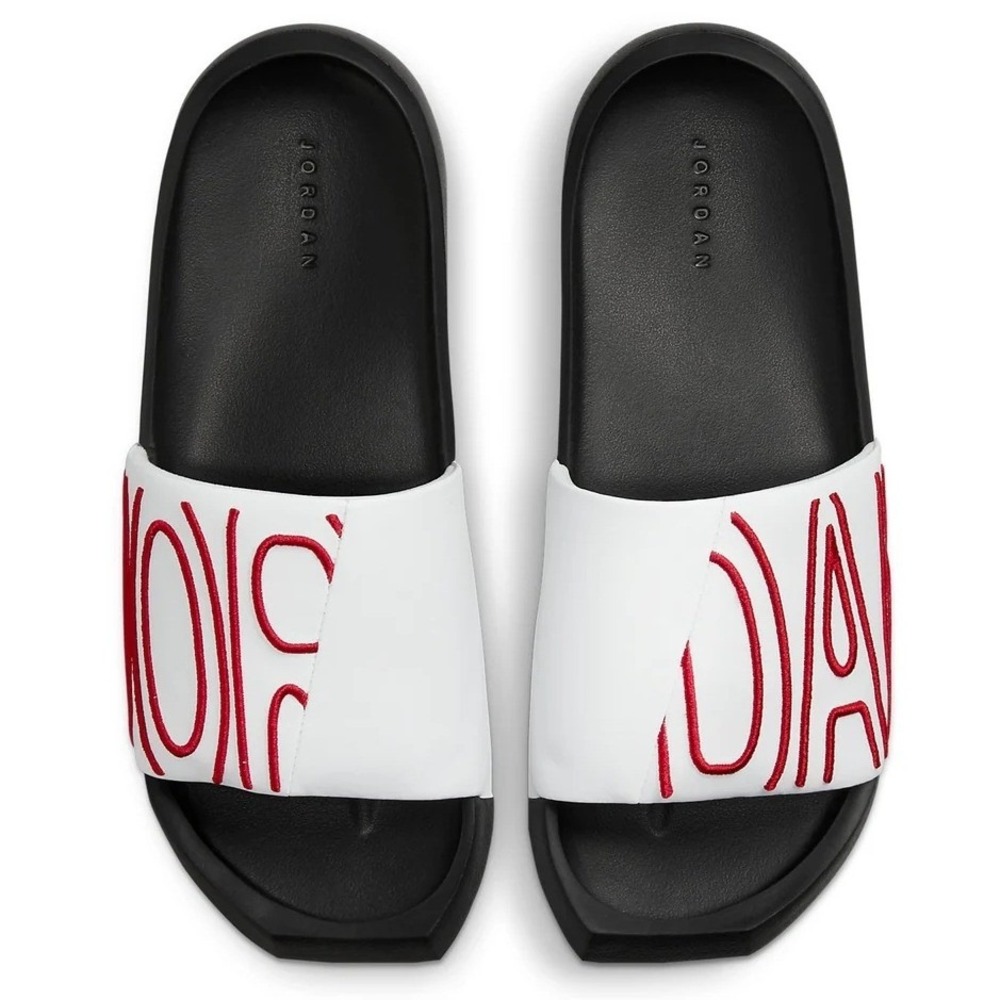 Nike Jordan NOLA Slides Womens 9 White Red Black Sandals Gym Pool casual